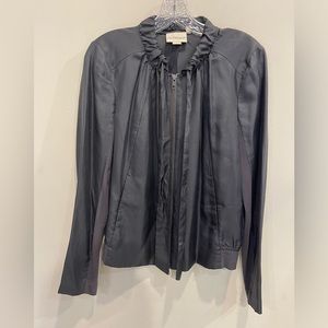 Pure DKNY Silk and Jersey Bow Tie Bomber Jacket
Black elegant